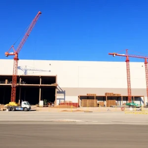 Construction site of Costco warehouses near Tracy, California