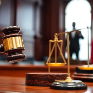 Courtroom representing justice and public accountability in a bribery case