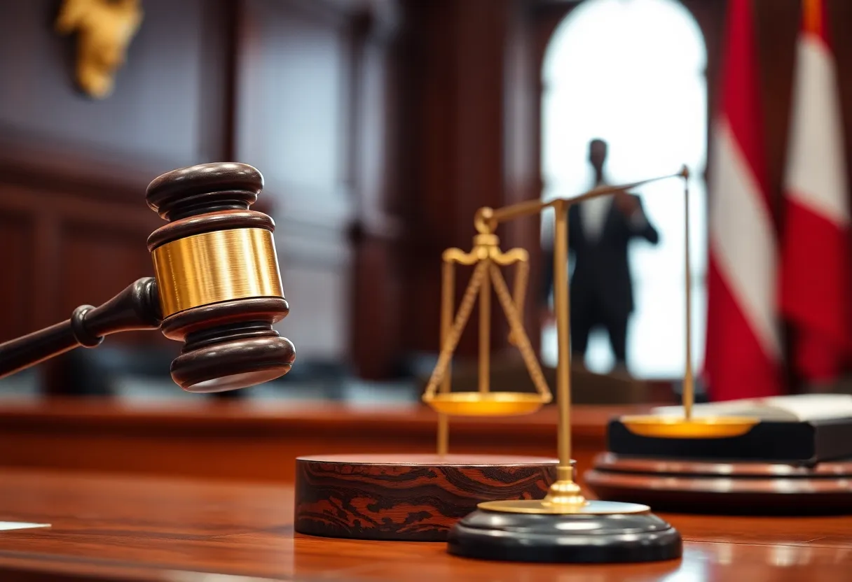 Courtroom representing justice and public accountability in a bribery case