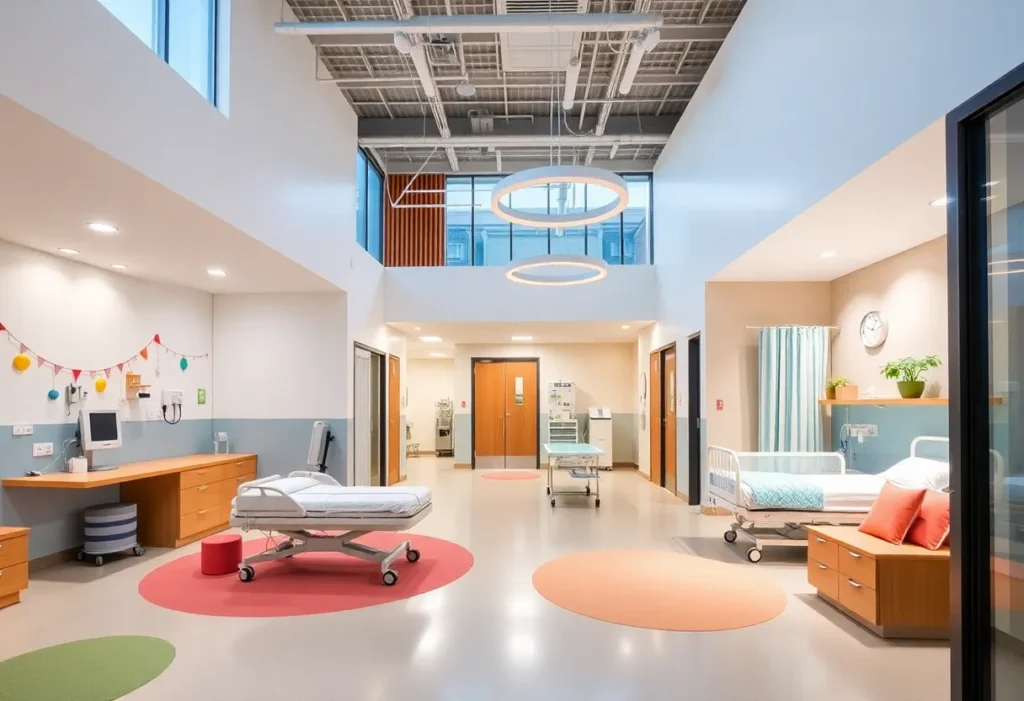 Interior view of the CureDuchenne Clinic, showcasing child-friendly healthcare spaces