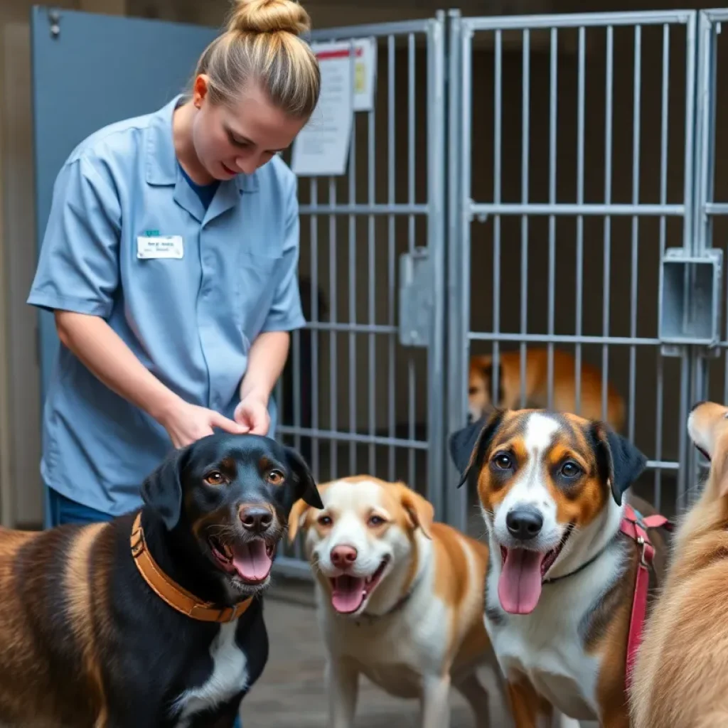 An image reflecting the safety measures in an animal shelter environment.