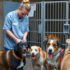 An image reflecting the safety measures in an animal shelter environment.