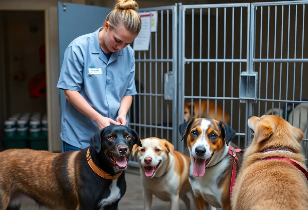 An image reflecting the safety measures in an animal shelter environment.