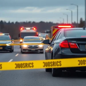 Aftermath of a DUI crash with emergency response vehicles
