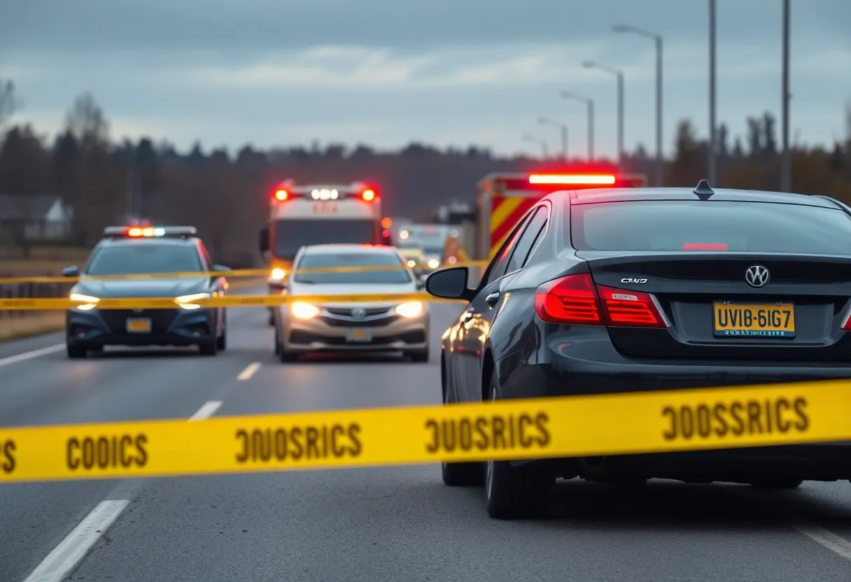 Aftermath of a DUI crash with emergency response vehicles