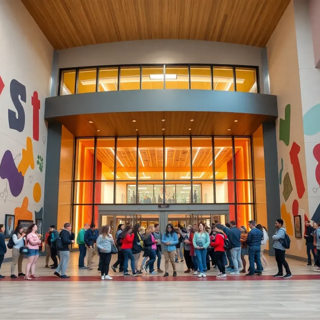 Exterior view of the new performing arts complex at Estancia High School