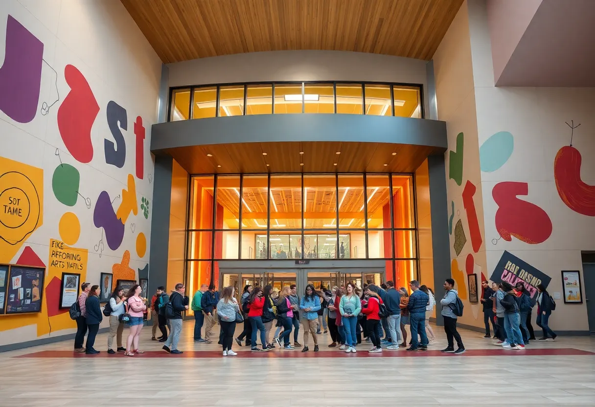 Exterior view of the new performing arts complex at Estancia High School