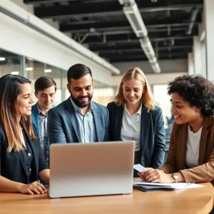 Employees working in an insurance office environment