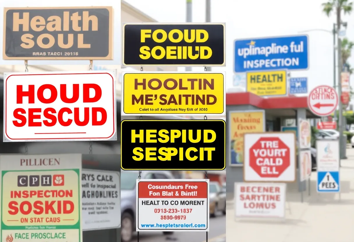 Signs of food vendors in Orange County under health inspection