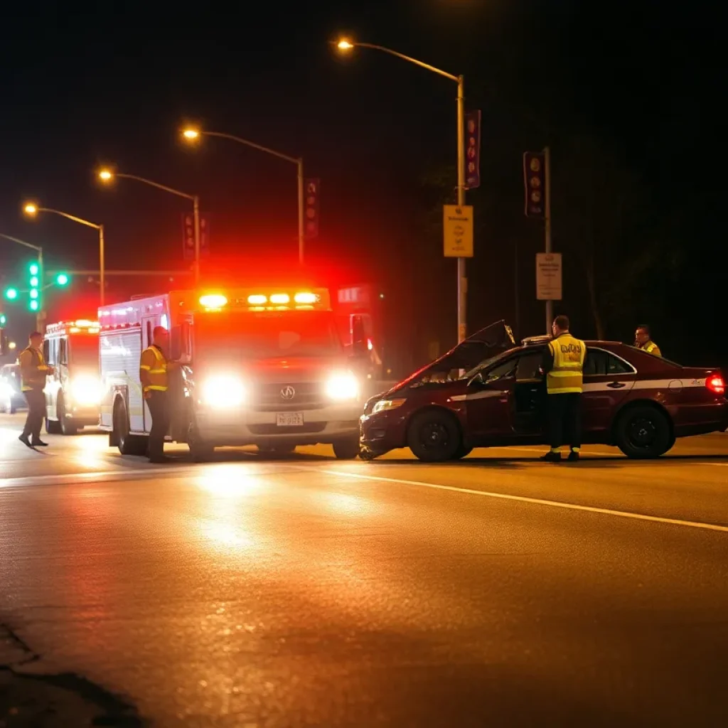 Scene of a tragic vehicle crash with emergency responders.