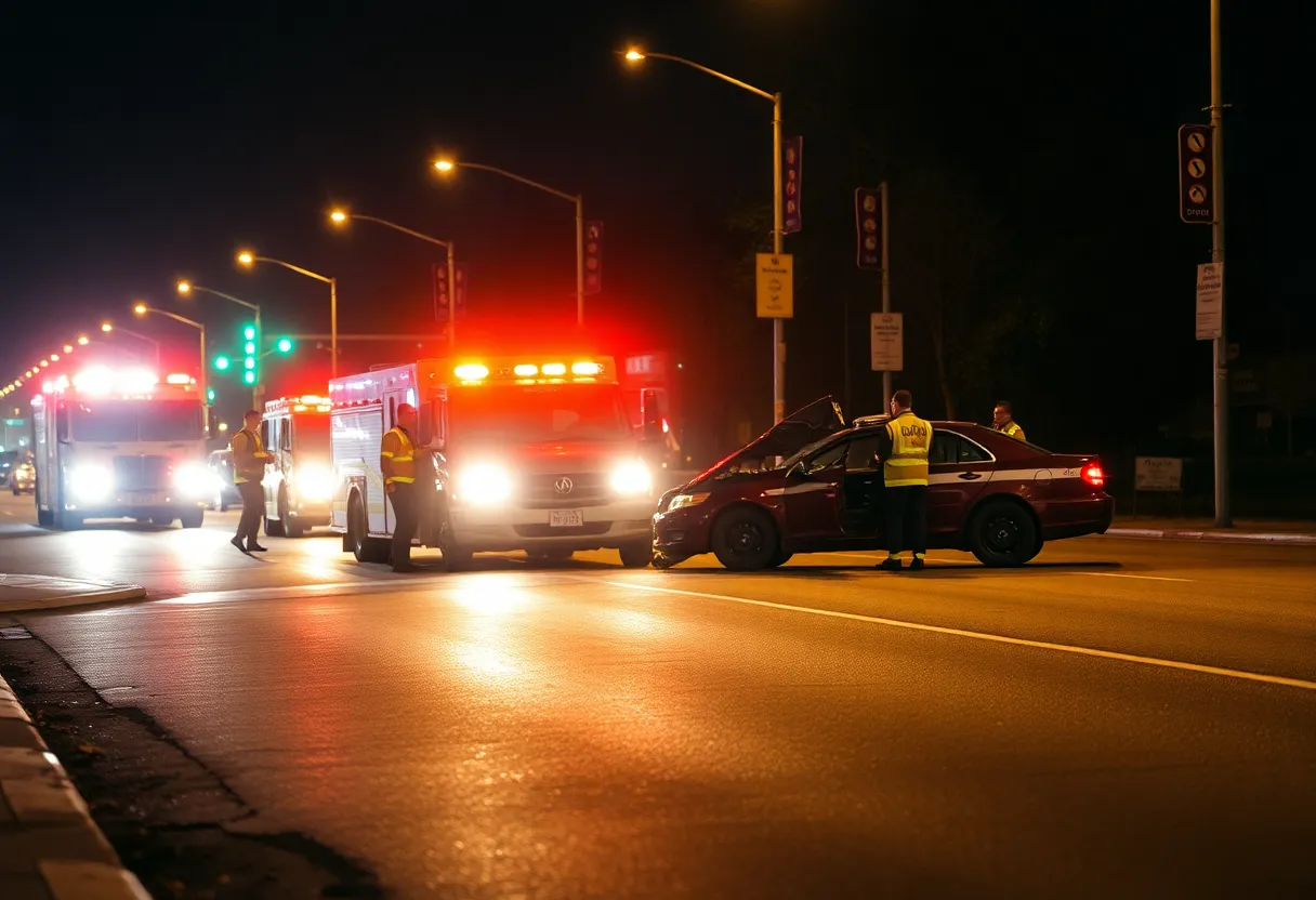 Scene of a tragic vehicle crash with emergency responders.