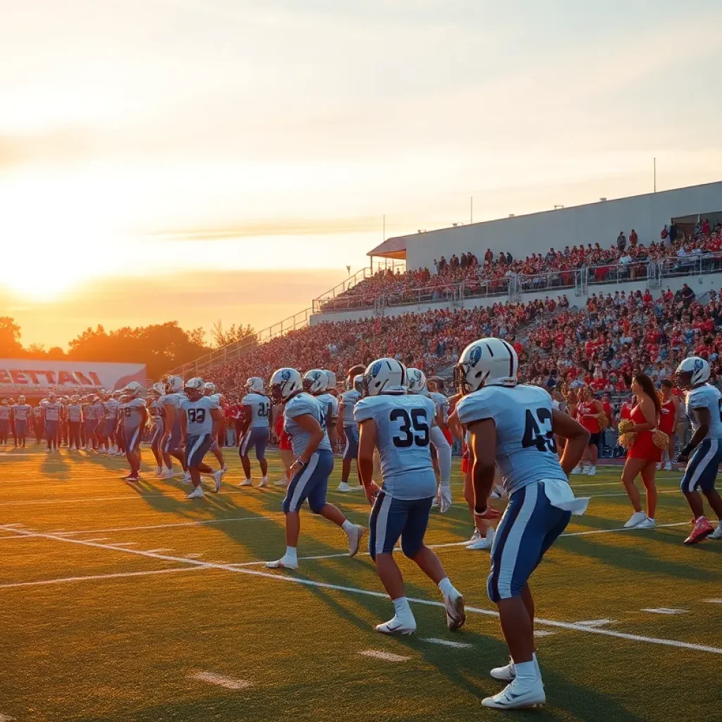 Energetic high school football game in Los Angeles