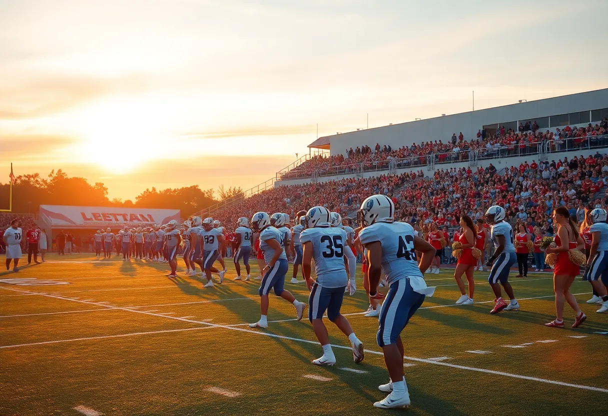 Energetic high school football game in Los Angeles