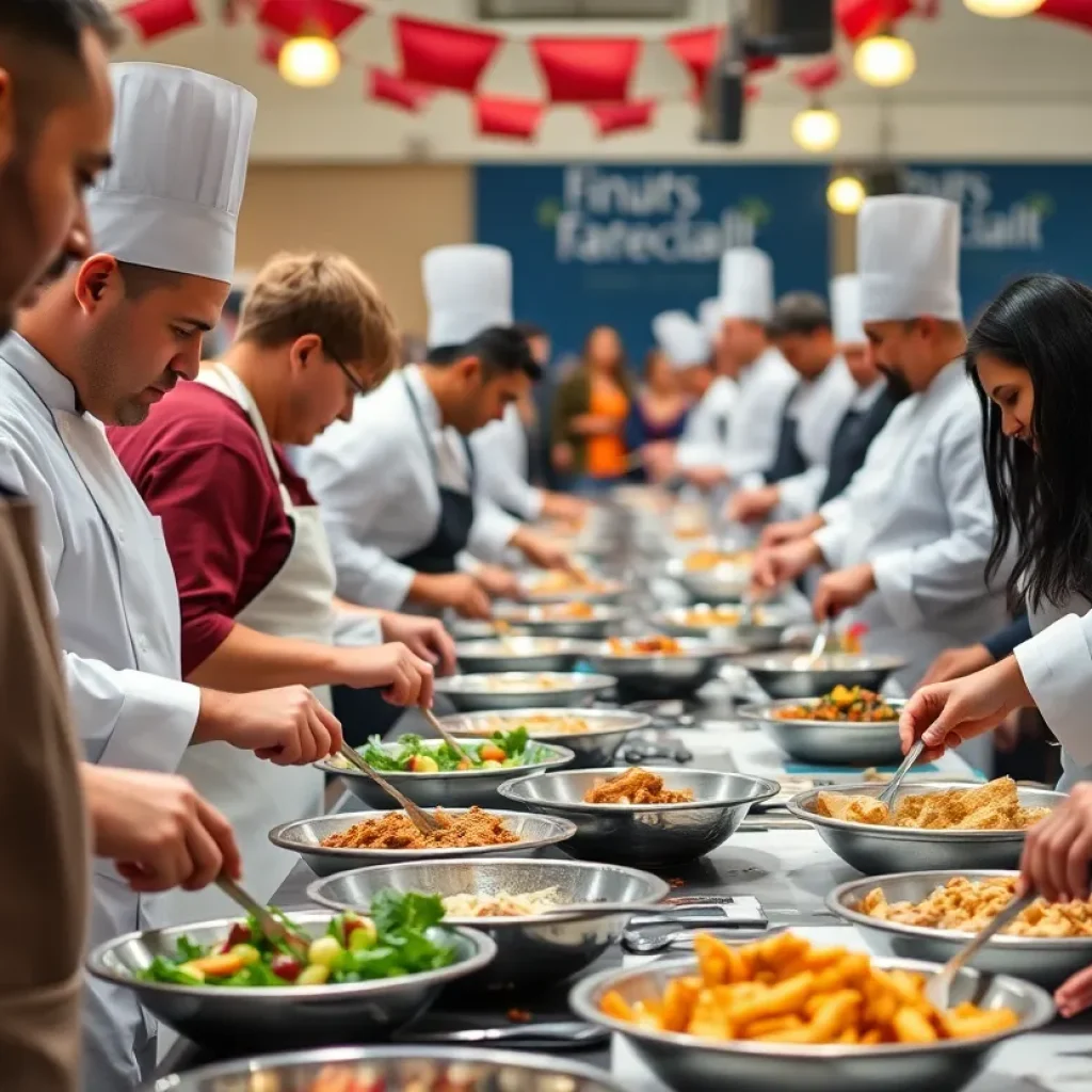 Chefs competing in the Hungry Games culinary event