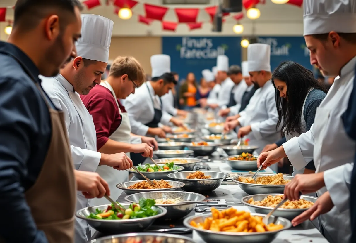 Chefs competing in the Hungry Games culinary event