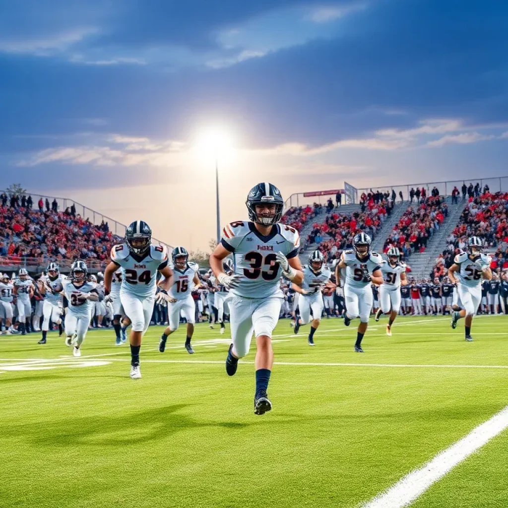 Huntington Beach High School football players in action during a game