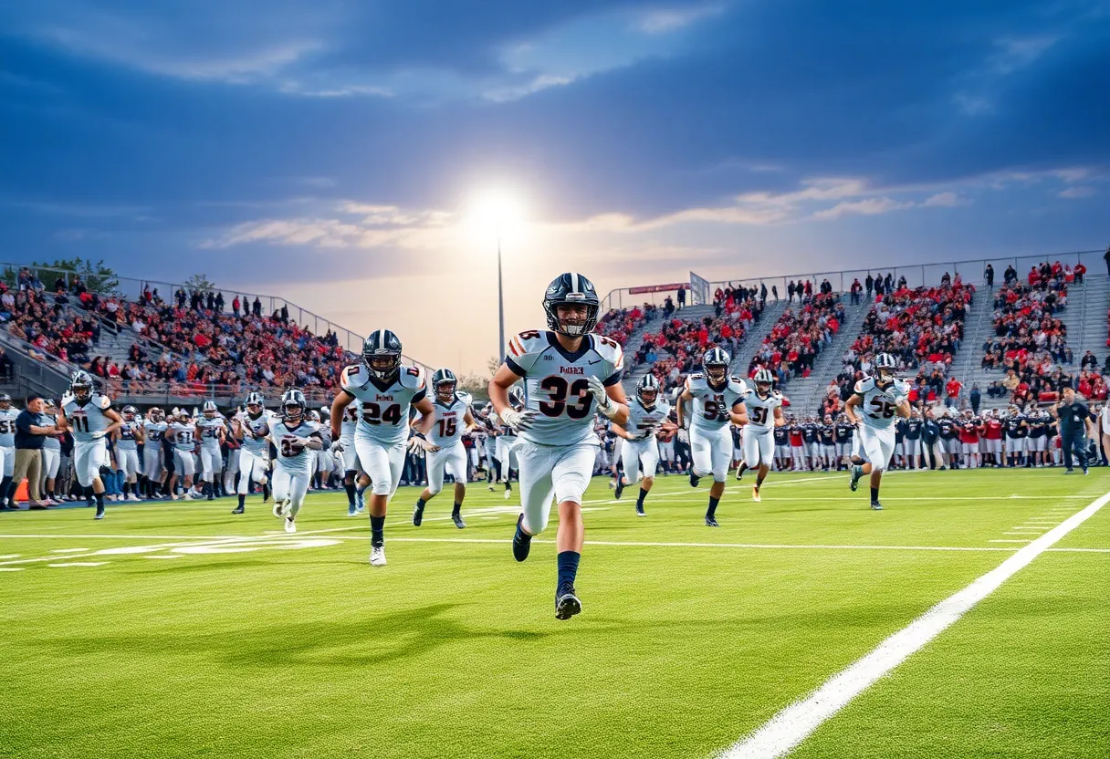 Huntington Beach High School football players in action during a game