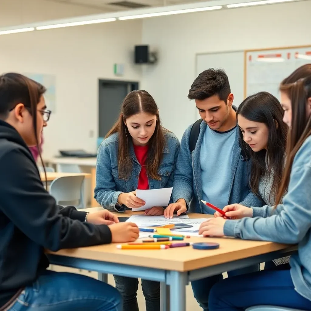 Students collaborating on innovative projects at Huntington Beach High School.