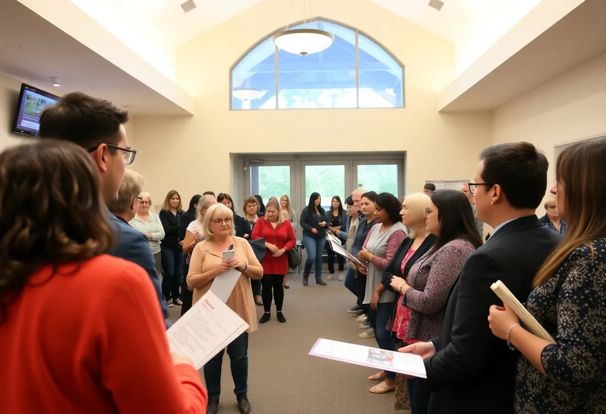 Community members attending a gun safety town hall in Irvine.