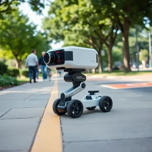 Robot conducting sidewalk assessment in Irvine