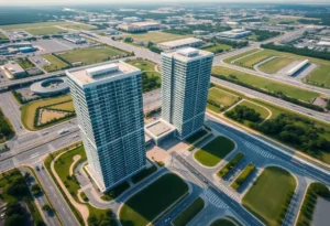 Office campus with two towers in Newport Beach