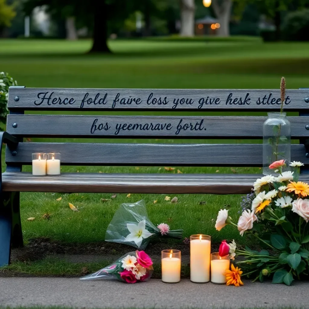 Memorial bench in Costa Mesa honoring Noel Bascon