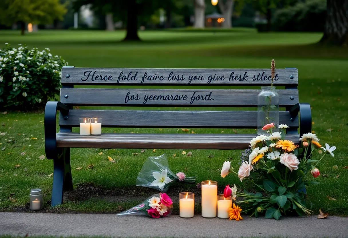 Memorial bench in Costa Mesa honoring Noel Bascon