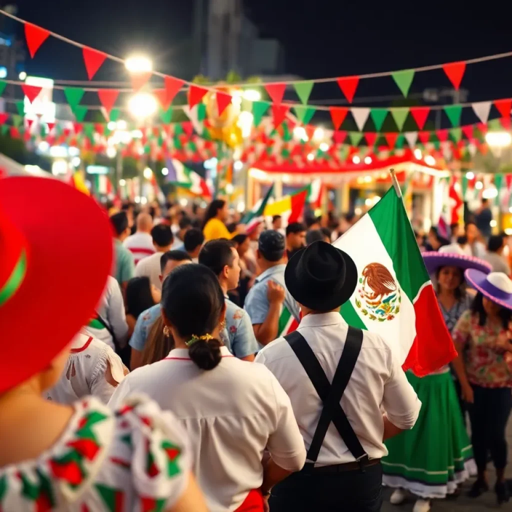 Festive celebration for Mexican Independence Day with traditional music and dance.