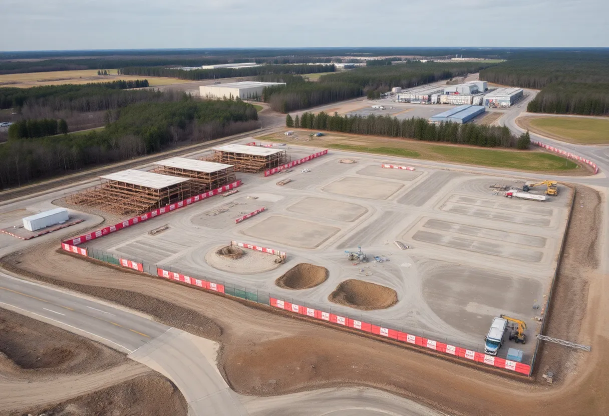 Halted construction site of Natron Energy gigafactory in Edgecombe County, North Carolina.
