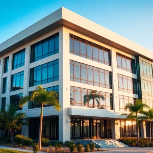 Exterior view of the Newport Beach office building acquired by Cress Capital.