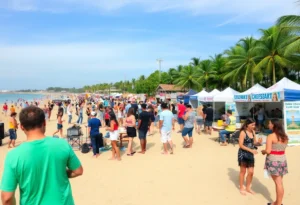 Crowd enjoying music at the Ohana Festival on the beach