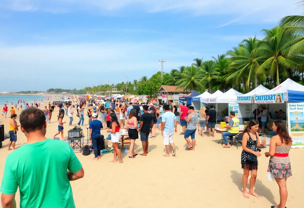 Crowd enjoying music at the Ohana Festival on the beach