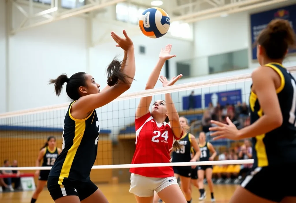 Orange Coast Pirates defeating El Camino Warriors in volleyball