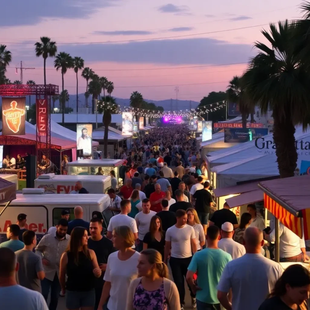 A collage of cultural events in Orange County showcasing music and food.
