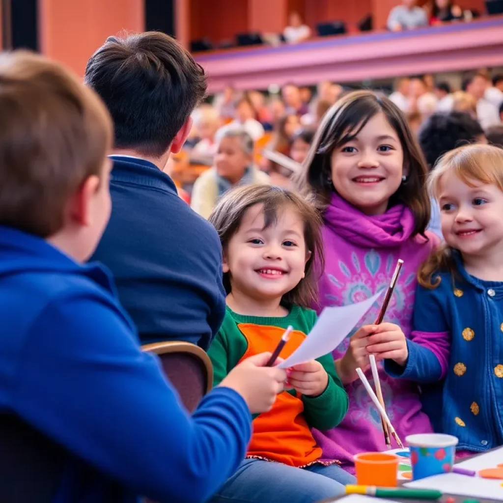 Families enjoying a pre-concert activity at Pacific Symphony's Family Musical Mornings