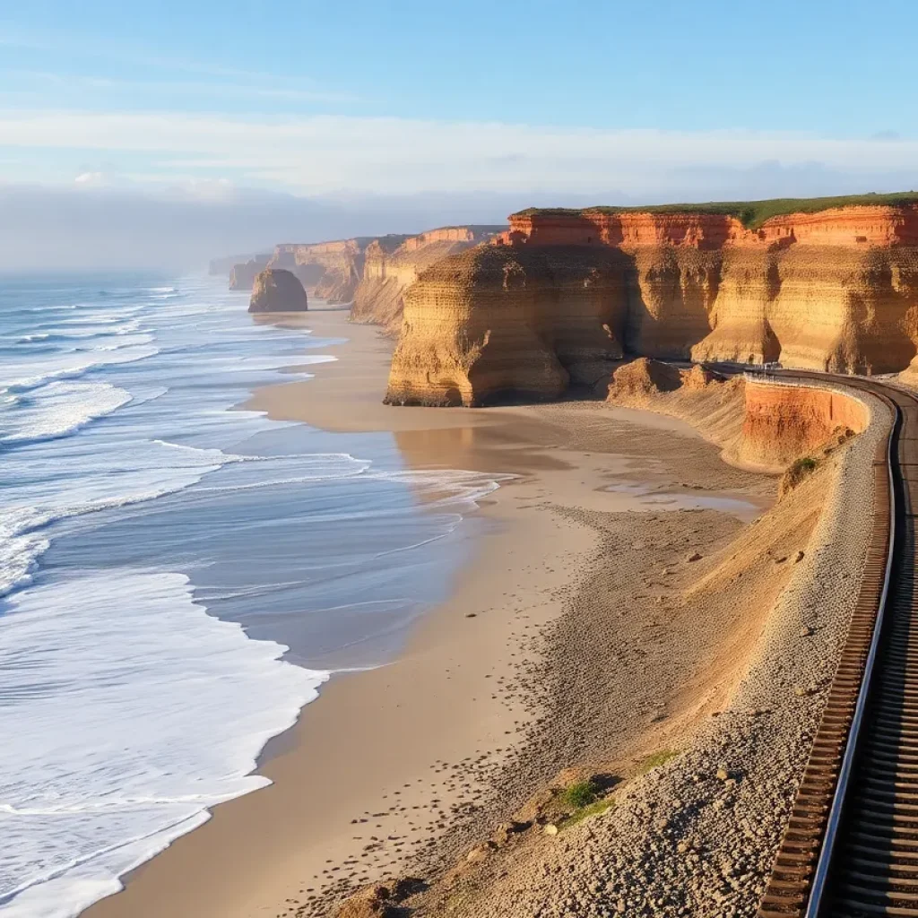 Train tracks along the San Clemente coastline facing erosion challenges