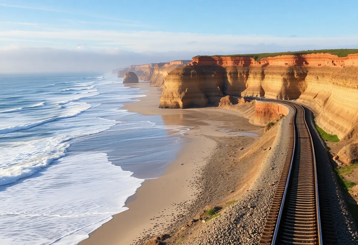Train tracks along the San Clemente coastline facing erosion challenges