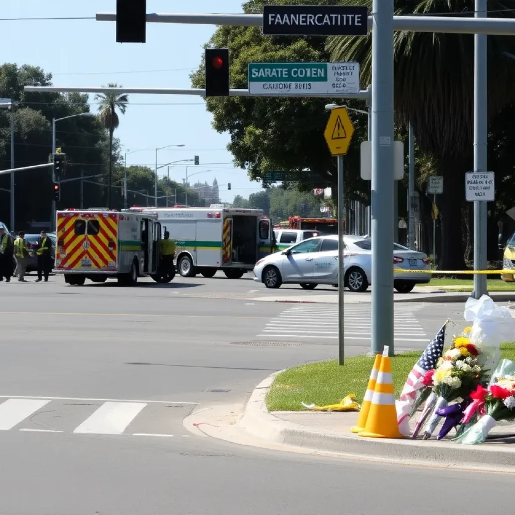 Emergency responders at the scene of a vehicle crash in Santa Ana