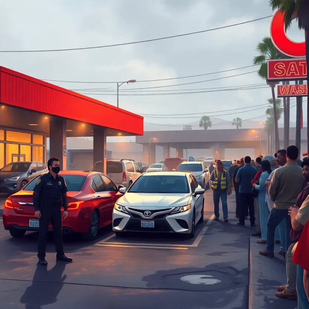 Federal immigration enforcement operation at a car wash in Santa Ana