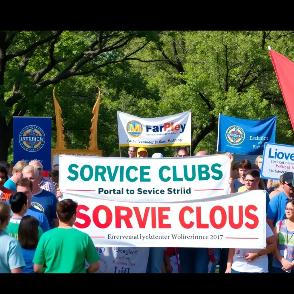 Community members participating in Service Clubs Month celebration