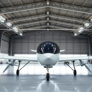 Prototype electric aircraft showcased at Supernal's engineering headquarters.