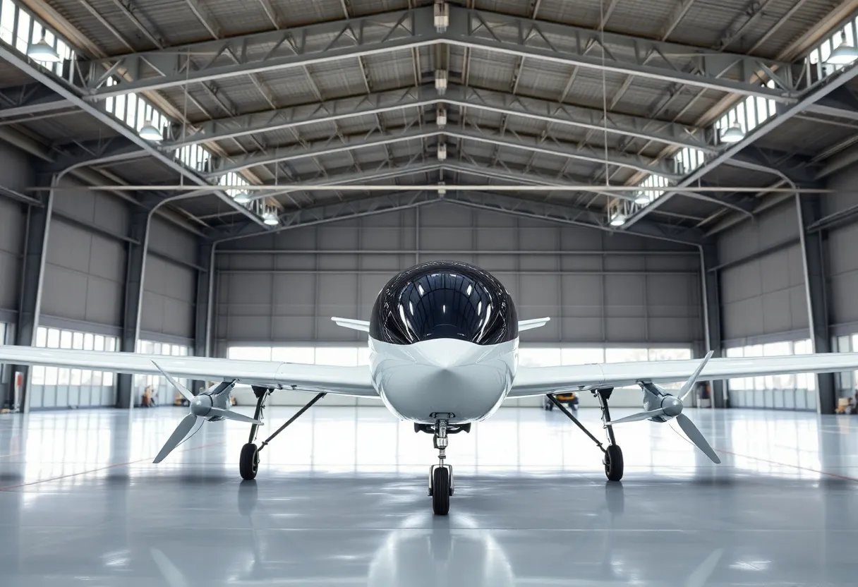 Prototype electric aircraft showcased at Supernal's engineering headquarters.