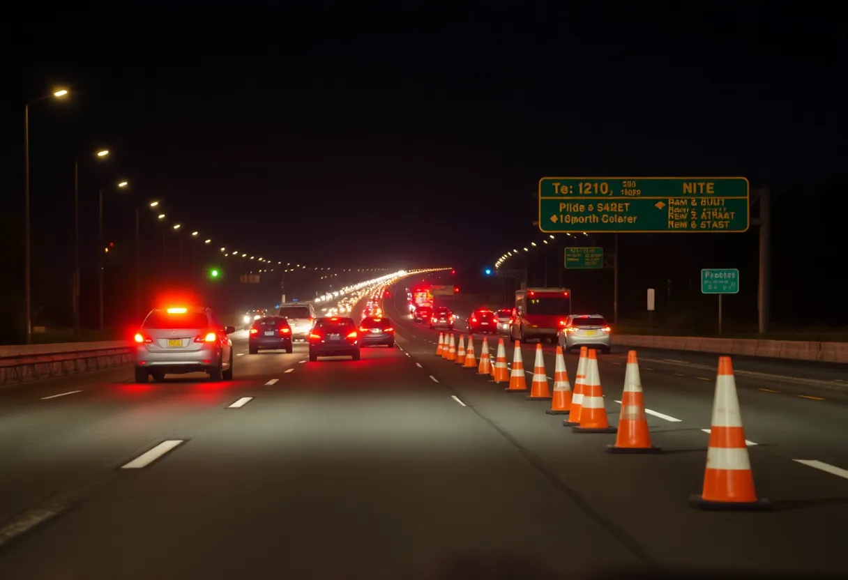 Emergency response vehicles at a vehicle crash site on the 55 Freeway