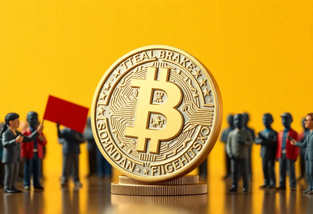 Artistic representation of a satirical cryptocurrency related to political critique.