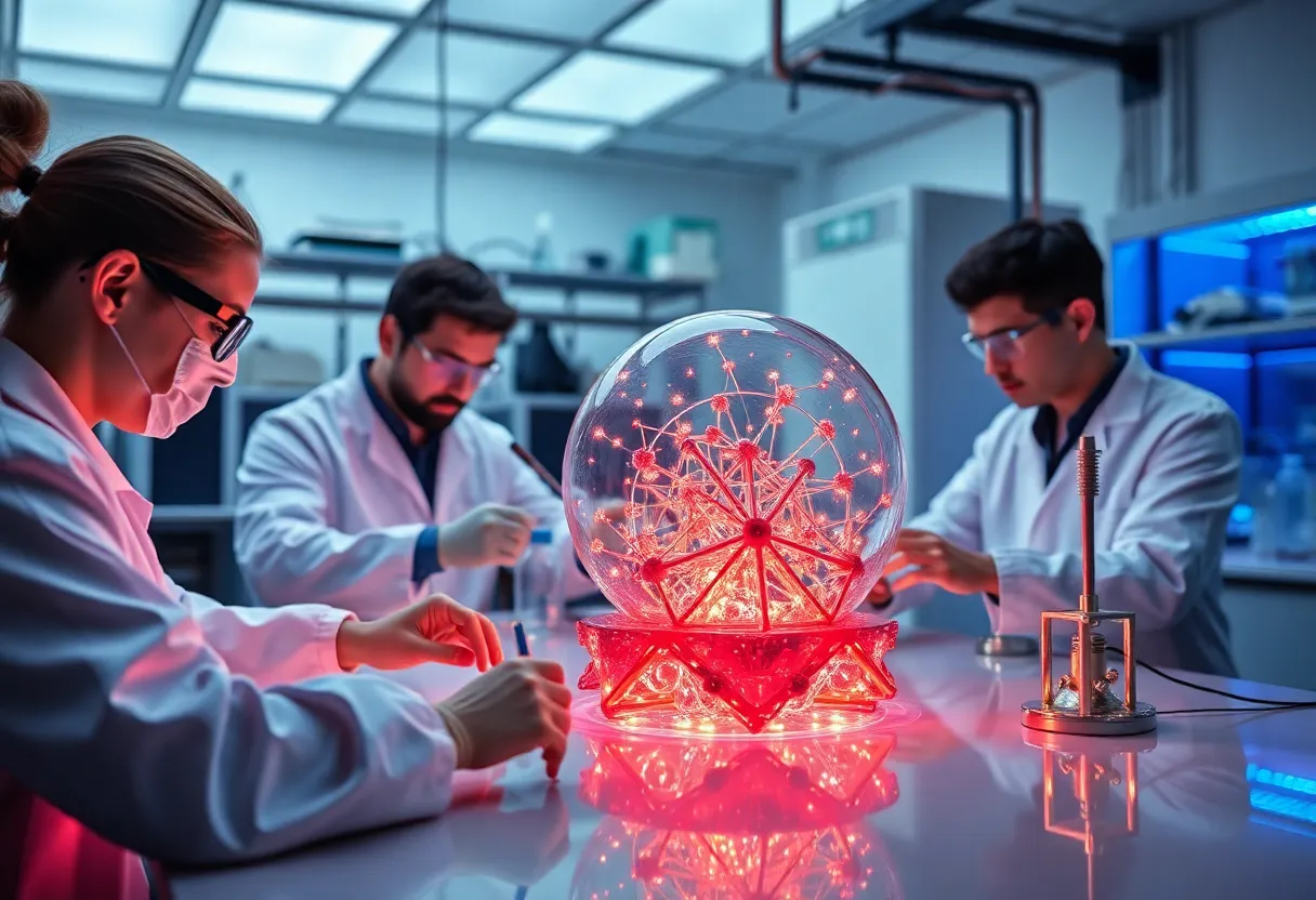University researchers working on quantum materials in a lab