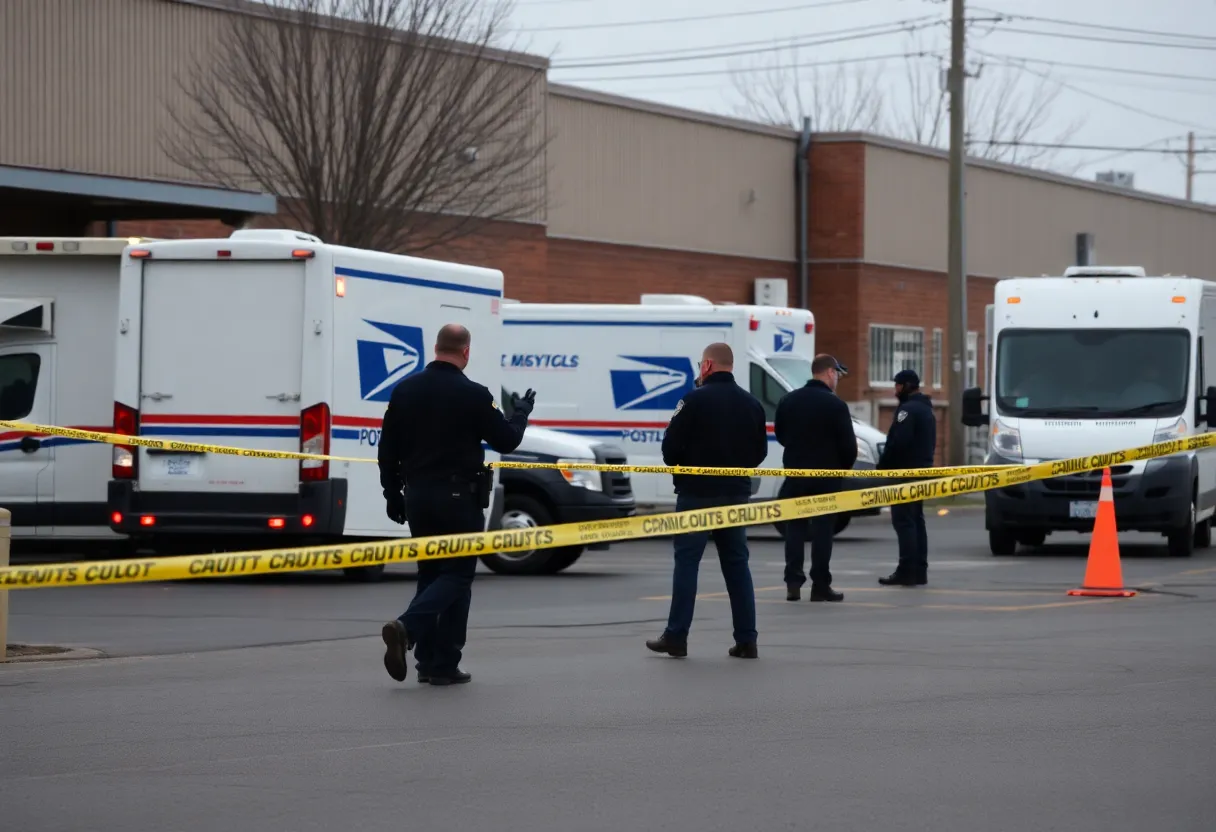 Police investigation at postal service facility