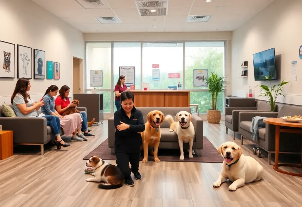 Reception area of VEG ER for Pets emergency hospital in Costa Mesa
