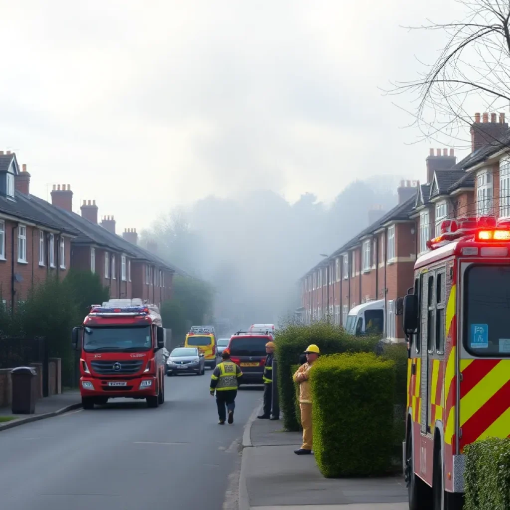 Firefighters managing a residential fire in Westminster