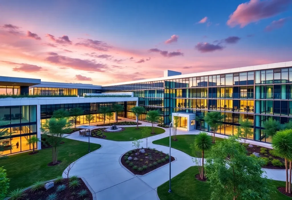 Exterior view of The Hive office campus in Orange County