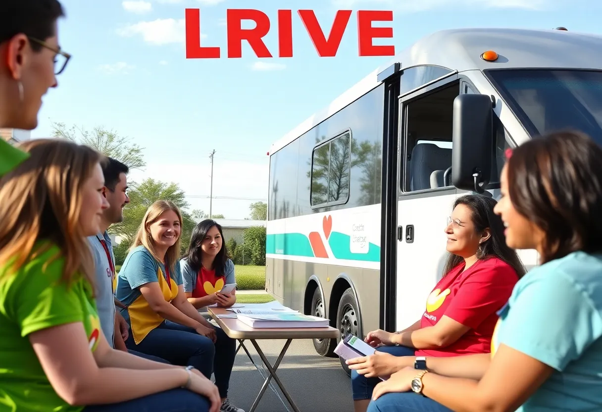 Community members participating in a blood donation drive